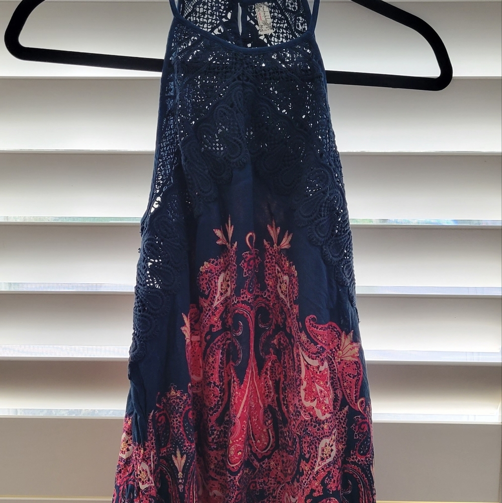 FREE PEOPLE Shea Printed Paisley Hivh Neck Slip Dress, Size XS - Picture 2 of 14
